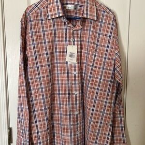 Bugatchi Red and Blue Plaid Button Down Shirt